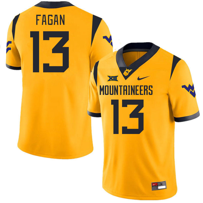 #13 Dontez Fagan West Virginia Mountaineers College 2024 New Uniforms Football Jerseys Stitched Sale-Gold